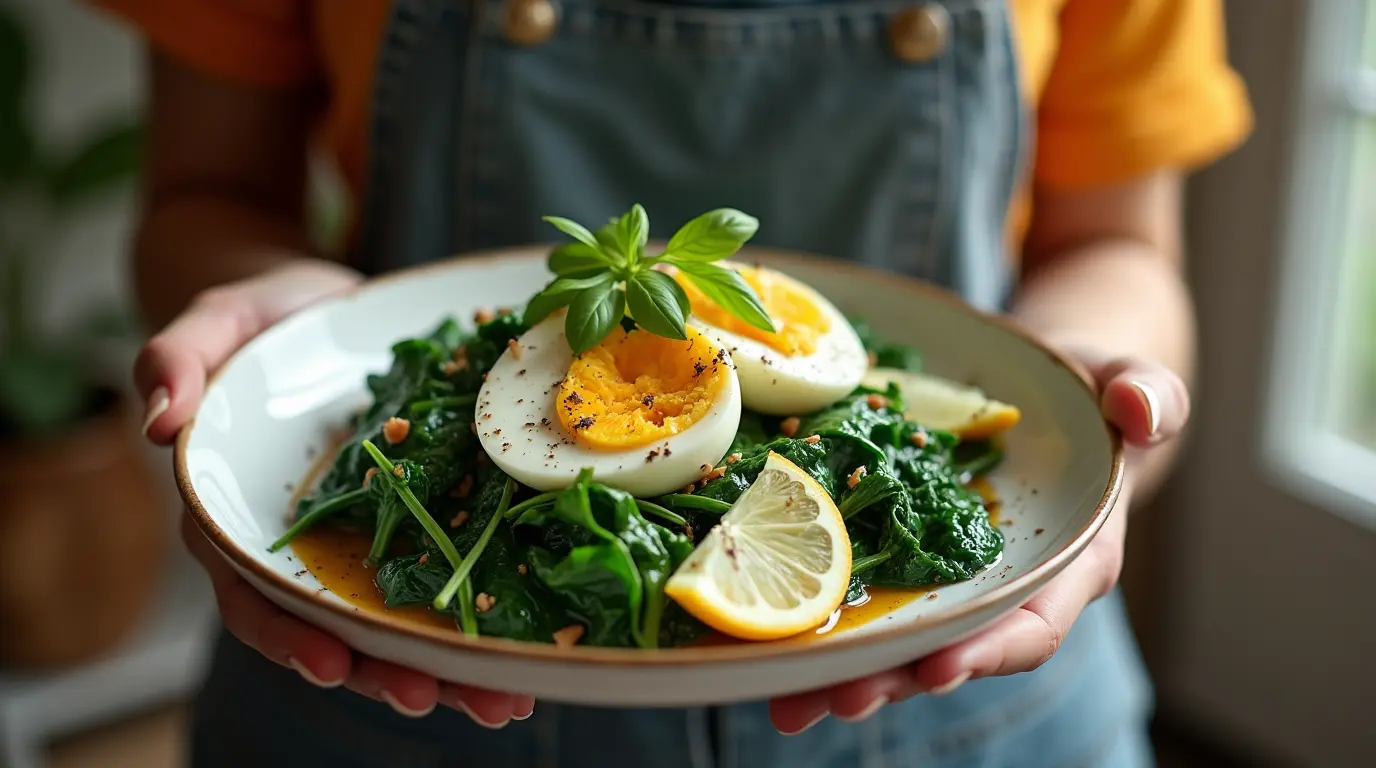spinach with boiled eggs recipe​