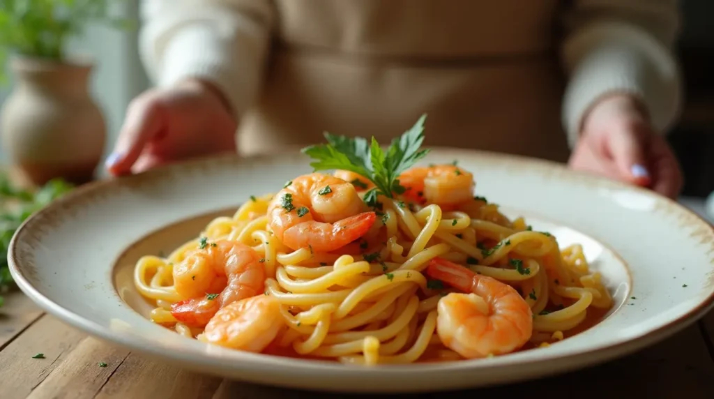 Creamy Pasta Weesie with Shrimp and Garlic