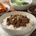 rresistible Korean ground beef bulgogi recipe served with rice and fresh garnishes for a quick and flavorful meal.