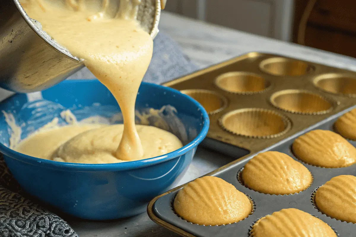 Filling Madeleine Pan with Batter