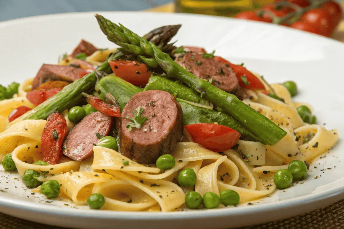 Beef Sausage Pasta Primavera