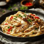 Homemade Cajun Chicken Pasta with creamy sauce and peppers