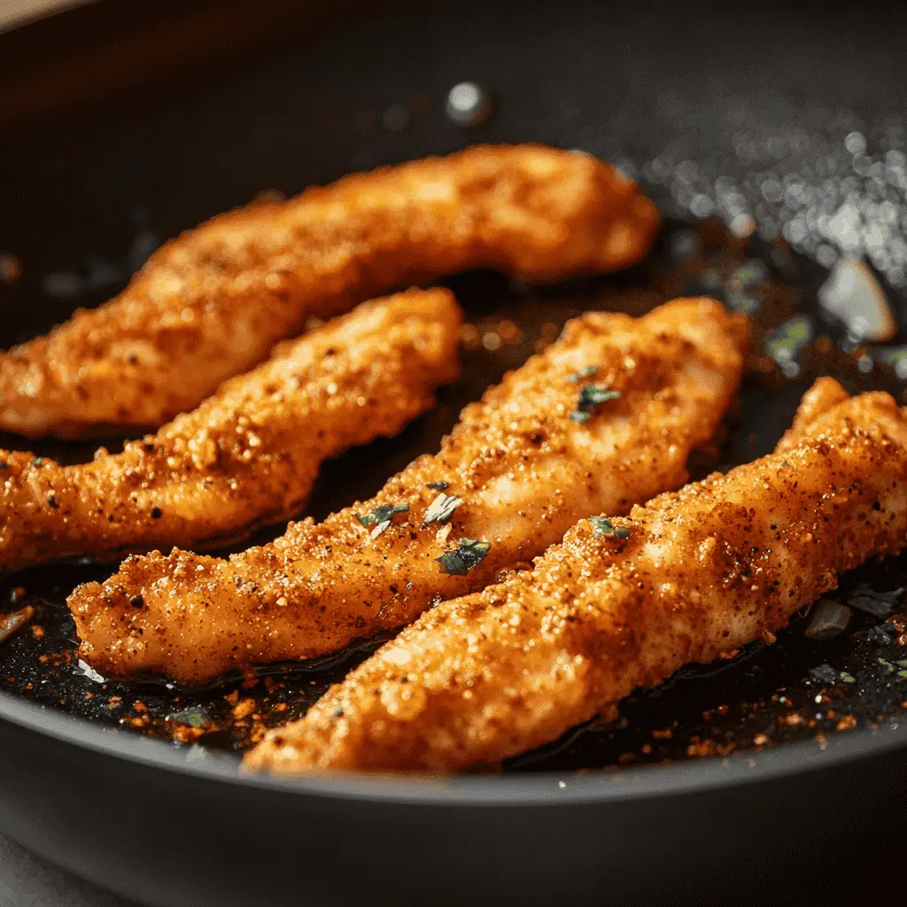 Chicken strips sautéed with Cajun seasonin